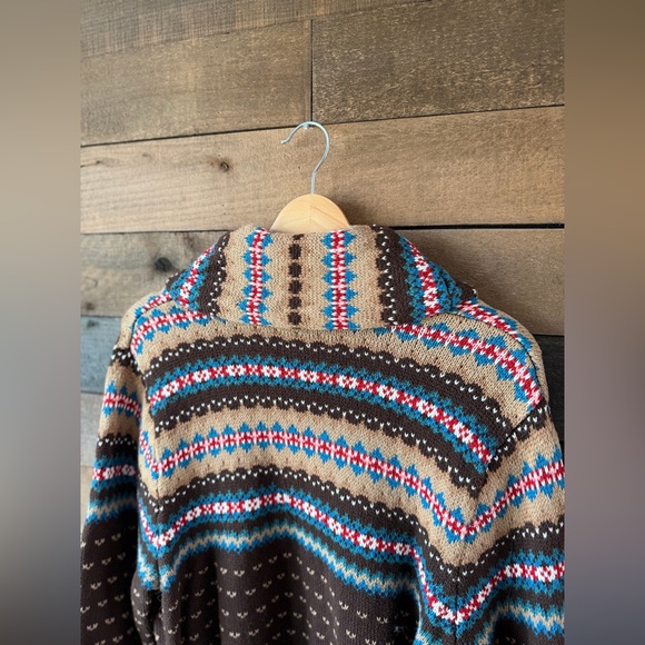 Vintage Southwestern Knit Cardigan Blanket Wrap Boho Cotton Chaps - Picture 14 of 15